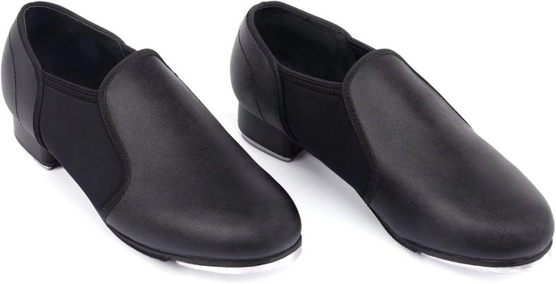 ARCLIBER Black Tap Shoes for Women and Men PU Leather Slip On Women Tap Dance Shoes - Image 4
